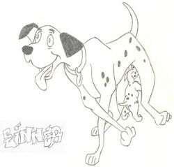 101_dalmatians blowjob canine disney dog fellatio feral fur greyscale monochrome oral pongo sinner_(artist)