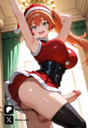 1futa ai_generated arm_behind_head arms_up ass big_ass boku_no_hero_academia bouncing_ass bouncing_breasts bow breasts christmas cock colored dancing dick elegant erection futa_only futanari futanari/female green_eyes itsuka_kendou kendou_itsuka light_skin light_skinned_futanari long_hair looking_at_viewer medium_breasts my_hero_academia nickythecreator orange_hair penis ponytail santa_costume santa_hat sexy sexy_body sexy_pose shiny_skin side_view smiling standing testicles tied_hair uncensored veiny_penis