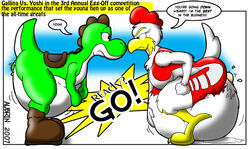 2007 aubrin color egg female female_only feral gallina interspecies mario_(series) multiple_females multiple_girls nintendo nude side_view tagme yoshi