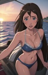 ai_generated bikini blue_eyes boat brown_hair disney doniai female jane_porter looking_at_viewer sailing solo tarzan_(1999_film)