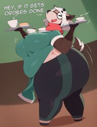 anthro barista big_ass big_belly big_breasts coffee deer female huge_ass kkoart macchi_(kkoart) serving serving_tray