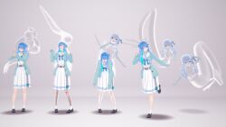 3d blue_eyes blue_hair ghost ghost_girl ghost_tail grey_background hololive hololive_japan hoshimachi_suisei koikatsu possession tagme tail takumisrealmtf transformation_sequence translucent transparent_body virtual_youtuber vtuber