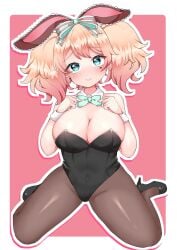 1girls big_breasts blonde_hair blue_eyes blush blushing_at_viewer boobs bowtie briatcookiebox bunny_ears bunny_girl bunny_suit female heart_on_cheek heels indie_virtual_youtuber large_breasts light_skinned_female looking_at_viewer pink_hair smile solo_female solo_focus virtual_youtuber vtuber