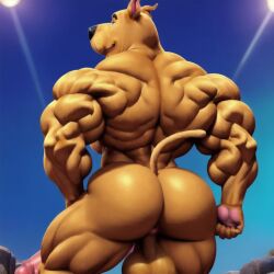 ai_generated anthrofied anus ass balls bara brown_fur bubble_but canine great_dane hanna-barbera huge_cock humanoid_penis male muscles muscular muscular_anthro muscular_male naked nude penis rear_view scooby-doo scooby-doo_(character) solo stable_diffusion warner_brothers