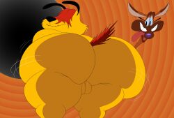 anthro asscheeks balls big_ass big_butt blastprocessing16 brown_fur bubble_ass bubble_butt canid canine canine canis cartoony fur hi_res looney_tunes mammal original_character red_hair sam_sheepdog shaking_ass shaking_butt sheepdog showing_ass smile tail tongue_out warner_brothers yellow_fur