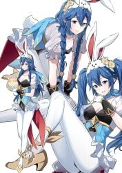 1girls alternate_costume alternate_hairstyle ameno_(a_meno0) animal_ears blue_eyes blue_hair braid brand_of_the_exalt breasts cleavage easter_egg egg fake_animal_ears female female_only fire_emblem fire_emblem_awakening fire_emblem_heroes gloves hair_between_eyes high_heels leotard long_hair looking_at_viewer lucina_(fire_emblem) lucina_(spring)_(fire_emblem) multiple_views nintendo official_alternate_costume pantyhose playboy_bunny puffy_short_sleeves puffy_sleeves rabbit_ears short_sleeves small_breasts smile symbol_in_eye twin_braids twintails white_background white_gloves white_pantyhose