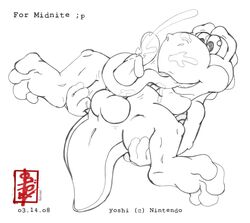 2008 fennec_(artist) male male_only mario_(series) monochrome nintendo smooth_skin solo yoshi