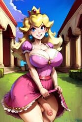 ai_generated futanari mario_(series) nolumel princess_peach skirt_lift