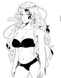 bra demon_slayer earrings female hands_down kimetsu_no_yaiba long_hair messy_hair muscular_female rule_63 tired_eyes underwear yoriichi_tsugikuni