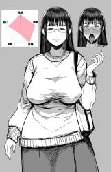 1cekiss 1girls big_breasts breasts busty curvaceous curvy curvy_body curvy_female curvy_figure female fully_clothed glasses huge_breasts icekiss japanese_text large_breasts mole mole_under_mouth naughty_face original original_character tongue tongue_out translation_request voluptuous