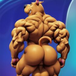 ai_generated anthrofied anus ass balls bara brown_fur bubble_but canine great_dane hanna-barbera huge_cock humanoid_penis male muscles muscular muscular_anthro muscular_male naked nude penis rear_view scooby-doo scooby-doo_(character) solo stable_diffusion warner_brothers