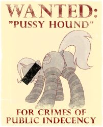 ass bordbrain censor_bar clothing english_text equid equine female footwear friendship_is_magic genitals hasbro hi_res horn horse low-angle_view mammal my_little_pony mythological_creature mythological_equine mythology pony poster presenting pussy socks solo text trixie_(mlp) unicorn wanted_poster