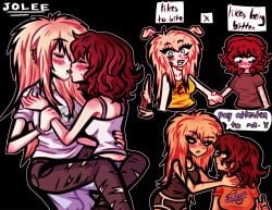 ari_(class_of_'09) bite_mark bite_marks blonde_hair class_of_'09 emily_(class_of_'09) emo emo_girl emo_hair french_kiss french_kissing joboqs kissing masochist red_hair scene scene_girl scene_hair self_harm_scars tomboy tongue_kiss tongues_touching yuri