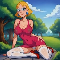 aegis999_(artist) ai_generated breasts cleavage erect_nipples_under_clothes female female_focus female_only glasses heels hey_arnold! high_heels milf miriam_pataki nickelodeon nipples panties short_hair socks socks_and_heels thigh_socks thighhighs thighs upskirt white_panties white_socks