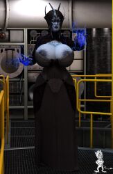 1girls 3d alien_girl areolae_visible_through_clothing asari big_areola chup@cabra female female_only huge_breasts mass_effect matriarch_benezia mature mature_female milf tagme wide_hips