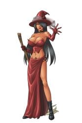 big_breasts female harem_heroes hentai_heroes hentai_heroes_character large_breasts long_hair long_legs looking_at_viewer nutaku png ponytail salem_(hentai_heroes) tan_skin thighs transparent_background witch witch_costume witch_hat