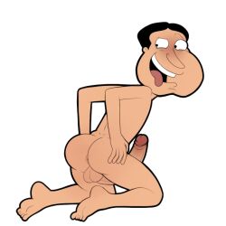 1boy anus ass barefoot erection family_guy glenn_quagmire inviting_to_sex iyumiblue male_focus male_only naughty nude nude_male penis solo spreading_ass transparent_background white_outline