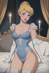 ai_generated bed bodysuit candles cinderella_(1950_film) cinderella_(disney) disney disney_princess doniai female opera_gloves solo stockings