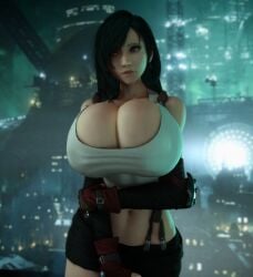 1girls 3d 3d_(artwork) alternate_breast_size asymmetrical_hair athletic athletic_female big_breasts black_hair breasts breasts_bigger_than_head bust busty chest cleavage curvaceous curvy curvy_figure dark_hair female female_focus female_only female_solo final_fantasy final_fantasy_vii final_fantasy_vii_remake fingerless_gloves fit fit_female gigantic_breasts gloves hand_on_hip hands_on_hips hips holding_own_arm hourglass_figure huge_breasts human large_breasts legs light-skinned_female light_skin lips long_hair mature mature_female midriff red_eyes short_shorts shorts slim_waist small_waist solo solo_female square_enix suspenders thick thick_legs thick_thighs thighs thin_waist tifa_lockhart vaako voluptuous waist wasp_waist wide_hips