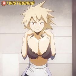 1girls 50fps animated bare_shoulders black_bra blonde_hair bouncing_breasts bra breast_press breast_squeeze breasts breasts_out cleavage edit female female_only flashing frown grin huge_breasts interpolated looking_at_viewer mature mature_female milf mitsuki_bakugou my_hero_academia naughty_face off_shoulder open_mouth presenting presenting_breasts raised_eyebrow red_eyes seductive seductive_smile shirt short_hair shorter_than_10_seconds shorter_than_30_seconds shoulders smile smiling smug solo tease teasing twistedgrim underboob underwear undressing video