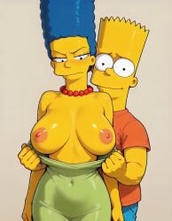 1boy 1girls 20th_century_fox ai_generated animated annoyed assisted_exposure bart_simpson big_breasts blue_hair breasts clothed_male dress dress_down dress_pull duo exposed_breasts female front_view grabbing_another's_breast grabbing_breasts grabbing_from_behind groping groping_breasts groping_from_behind incest jiggle jiggling_breasts looking_at_viewer looking_down male marge_simpson mascara mature_female milf mother_and_son navel necklace nipples no_sound shiny_clothes shiny_skin simple_background squeezing_breasts squeezing_breasts_together straight tagme the_simpsons tube_dress video yellow_skin