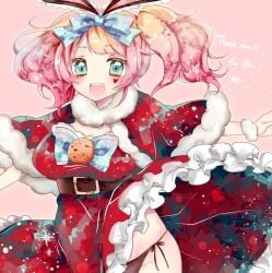 1girls blue_eyes bowtie briatcookiebox bunny_ears bunny_girl christmas cookie female happy heart_on_cheek indie_virtual_youtuber large_breasts light_skinned_female looking_at_viewer panties red_clothing solo_female solo_focus virtual_youtuber vtuber