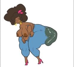 1girls animated biting_lip bluepants breasts dark-skinned_female dark_skin earrings female hyper_ass hyper_scat hyperscat jeans pants_(artist) relief relieved repost scat smile soiling sound tagme video