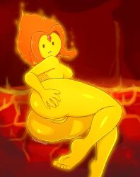 2d 2d_(artwork) 2d_artwork adventure_time anus ass breasts cartoon_network drawsoyeah female fire_elemental fire_hair flame_princess hair lying lying_on_side nude nude_female princess pussy pxym rear_view solo tagme yellow_skin yellow_skinned_female