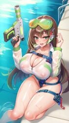 camille_(project_qt) huge_breasts looking looking_at_viewer nutaku project_qt swimsuit swimwear tight_clothing wet_clothes