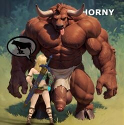 3d ai_assisted ai_generated anthro bara biceps bovid bovine bull crossdressing drooling femboy flaccid foreskin gay hdregrets hooves horns imminent_rape interspecies large_balls large_penis link link_(breath_of_the_wild) loincloth male male_anthro male_only minotaur muscular muscular_anthro muscular_male partially_retracted_foreskin penis penis_out pubic_hair size_difference the_legend_of_zelda the_legend_of_zelda:_breath_of_the_wild tongue tongue_out trap uncut yaoi