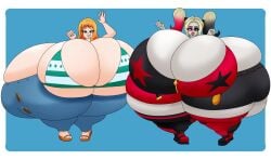 2girls big_ass big_breasts breasts bubble_butt cleavage crossover dc_comics eastern_and_western_character female female_only harley_quinn huge_ass huge_breasts long_hair multiple_girls nami nami_(one_piece) one_piece post-timeskip thick_thighs user3345 wide_hips