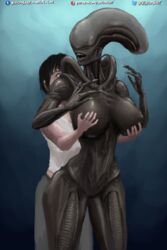 2018 abs alien alien_(franchise) alien_girl alternate_version_at_source ass belly big_breasts big_butt black_skin breast_grab breasts claws dangerous duo enjoying eyeless fangs female female_xenomorph hand_on_breast human human_on_humanoid humanoid larger_female lips macro mammal monster monster_girl_(genre) muscular nails nihilophant pussy seductive sharp_teeth size_difference smile standing surprise tall teeth wide_hips xenomorph yuri