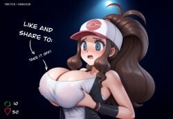 1girls 2d 2d_(artwork) 2d_artwork ai_generated areola areola_peek areolae areolae_visible_through_clothing armband armbands artist_name auralesu baseball_cap baseball_hat big_breasts black_armband black_armbands black_vest blue_eyes blue_eyes_female blush blushed blushing blushing_female blushing_profusely breasts brown_hair brown_hair_female bursting_breasts busty cap cleavage cleavage_cutout cleavage_overflow clothed clothed_female clothes clothing cute_expression cute_eyes cute_face cute_girl exposed_areola exposed_areolae female female_only girly_girl grabbing grabbing_breasts grabbing_own_breasts hat hilda_(pokemon) huge_breasts human large_breasts level_up massive_breasts mouth_open nipples non-nude non_nude open_mouth open_vest pink_areola pink_areolae pokemon ponytail ponytail_female see-through see-through_clothing see-through_shirt see-through_top see_through see_through_clothing see_through_shirt shock shocked shocked_expression shocked_eyes shocked_face shocked_female shocked_look solo tank_top tanktop topwear twitter_username wearing_clothes wearing_hat white_shirt white_tank_top white_top white_topwear wide-eyed wide_eyed wide_eyes