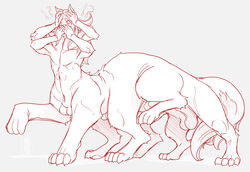 1boy anthro balls canine confusion facepalm frontal_taur_balls frontal_taur_genitals frontal_taur_penis fydbac growth long_body macro male male_focus male_only mammal monochrome multi_arm multi_balls multi_genitalia multi_leg multi_limb multi_pec multi_penis multi_taur nude paws penis shocked sketch slinkydragon_(colorist) snout solo solo_focus surprise surprise_transformation taur tetraphallia transformation wolf