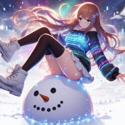 bitset female panties schoolgirl short_skirt snowman