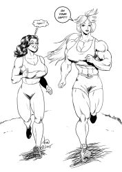 2girls abs biceps big_breasts big_muscles breasts dcmatthews female huge_breasts large_breasts muscles muscular_arms muscular_female muscular_legs muscular_thighs pecs tetsuko