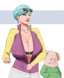 1girls blue_eyes bra breasts bulma_briefs busty cleavage curvy dragon_ball dragon_ball_super erect_nipples gigantic_breasts milf oolong puffy_nipples short_hair thick_lips voluptuous wide_hips zetomeso