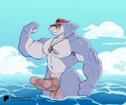 2_penises animated anthro backwards_baseball_cap backwards_hat baseball_cap clothing diphallia diphallism epic_games erection eyewear fish flexing fortnite genitals hat headgear headwear male male_only marine michwolfestein multi_genitalia multi_penis muscular outside penis safety_first_steve_(fortnite) shark smile solo solo_male sunglasses vein veiny_muscles veiny_penis water whistle_(object)