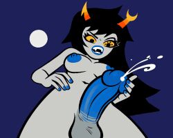 ai_generated alien black_hair colored_skin grey_skin homestuck homestuck_troll horn horns troll vriska_serket