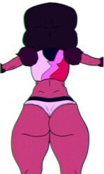 african african_female afro afro-native back back_view big_ass big_butt big_thighs bilions black_hair black_panties cartoon_network cartoony dimples ebony fit fit_female garnet_(steven_universe) gem gem_(species) gem_fusion gemstone gym gym_bottomwear gym_clothes gym_uniform lesbian lgbt_pride pink_panties posing posing_for_the_viewer poster purple_skin retro retro_artstyle shoulder_pads slim slim_waist small_waist solo solo_female solo_focus steven_universe strong_woman tomboy warner_brothers wedgie white_background