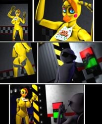 3d anon anthro avian big_breasts bird blue_eyes bow breasts chicken female five_nights_at_freddy's five_nights_at_freddy's_2 hi_res humanoid humanoid_on_anthro lagomorph looking_at_viewer male mammal night_guard_(fnaf) nipples nude pervertguy341 source_filmmaker toy_chica_(fnaf) video_games