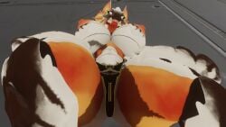 anthro big_ass big_breasts breasts bug bug_girl casual_nudity female helldivers_2 not_furry pose solo_female thong_only vrchat vrchat_avatar vrchat_model