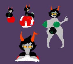 black_lips bulge grey_skin homestuck huge_ass huge_breasts huge_butt human kanaya_maryam lipstick moxydamon sucking_penis thick_ass troll_homestuck