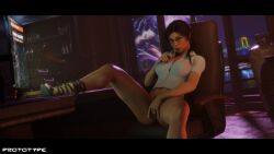 3d brown_hair busty female female_focus female_only hourglass_figure lara_croft lara_croft_(survivor) long_hair miniskirt office office_lady ponytail prototype_(artist) shirt skirt tagme tomb_raider tomb_raider_(survivor) wide_hips