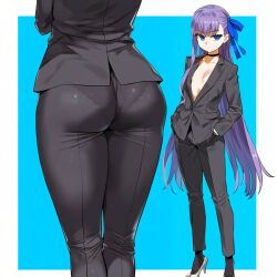 1girls ai_generated ass breasts fate/grand_order fate_(series) full_body meltryllis no_bra office_lady small_breasts solo yamatoai