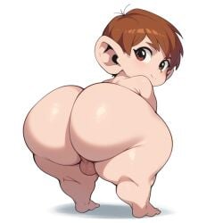 1boy ai_generated ass big_ass big_butt brax_(artist) chilchuck_tims dungeon_meshi shortstack smaller_male solo_male wide_hips yaoi