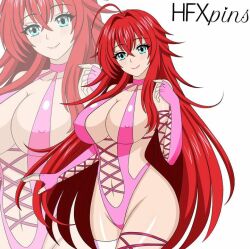 cleavage hfxpins high_school_dxd lingerie pink_lingerie red_hair rias_gremory