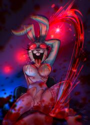 anthro blood blood_splatter bodily_fluids breast_jiggle clothing cowgirl_position distorted_vision drooling duo female female_on_top female_raping_male first_person_view five_nights_at_freddy's five_nights_at_freddy's:_security_breach five_nights_at_freddy's_vr:help_wanted forced from_front_position genital_fluids gore guro hi_res human humanoid jiggling killing knife lagomorph leporid male male/female mammal on_bottom on_top pubes questionable_consent rabbit red_eyes saliva scottgames sex snuff stab steel_wool_studios struggling tongue tongue_out torn_clothing tw1nkd3m0n vaginal_fluids vanny_(fnaf) wrists_tied