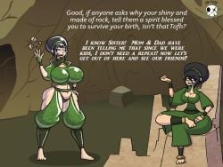 alternate_breast_size avatar_the_last_airbender da-fuze english_text female female_only gojiro7 huge_ass huge_breasts identity_death mud_creature mud_statue post_transformation text thick_thighs toph_bei_fong transformation twinning wide_hips