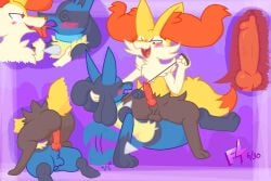 absurd_res anal anal_sex animal_genitalia animal_penis anthro ass balls blush braixen canid canine canine_genitalia canine_penis canis collar duo fox furshock gay generation_4_pokemon generation_6_pokemon genitals hi_res jackal leash leash_pull lucario male male/male mammal nintendo penetration penis pokemon pokemon_(species) tail tail_motion tailwag tongue tongue_out